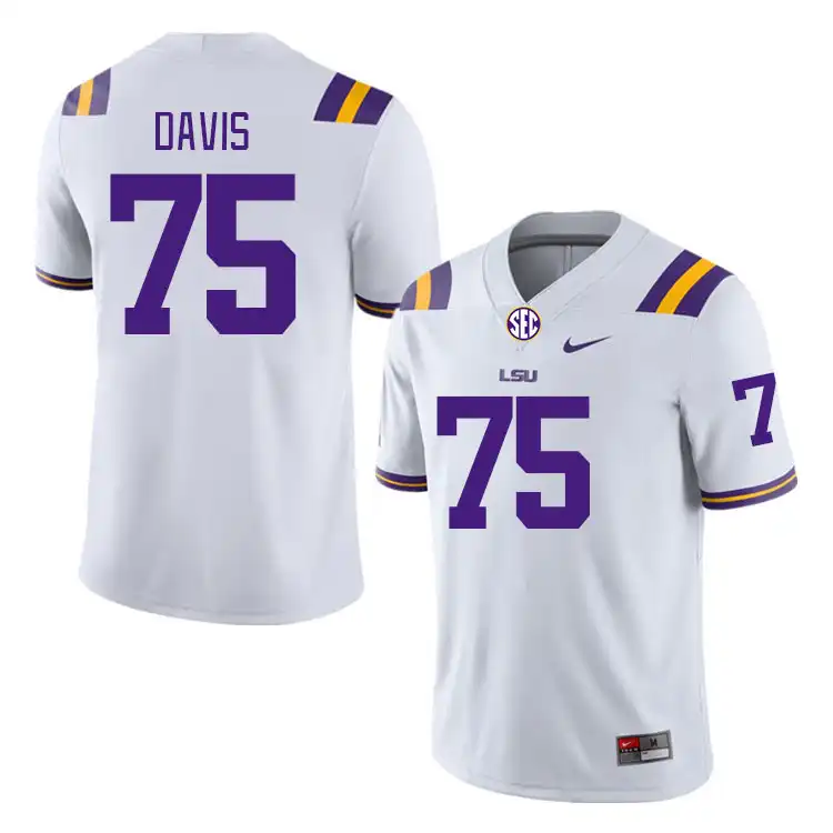 Men's LSU Tigers Weston Davis #75 White NCAA Football Jersey